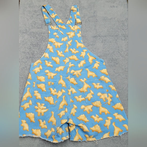 Crescent Creepers women's dinosaur nuggets all over print shorts overalls - Picture 6 of 9